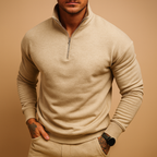 Men's Knitted Half Zip Jumper - Warm Pullover for Autumn and Winter Wear