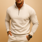 Men's Knitted Half Zip Jumper - Warm Pullover for Autumn and Winter Wear