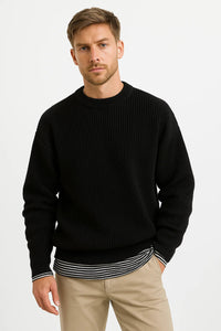 Men's Knitted Oversized Sweater | Ribbed Texture | Casual Wear | Comfortable Fit for Everyday Use