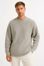 Men's Knitted Oversized Sweater | Ribbed Texture | Casual Wear | Comfortable Fit for Everyday Use