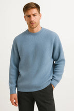 Men's Knitted Oversized Sweater | Ribbed Texture | Casual Wear | Comfortable Fit for Everyday Use