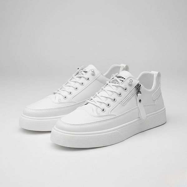 Men's Lace-Up and Zip Low Top Sneakers - Casual Canvas Footwear for Everyday Comfort and Style