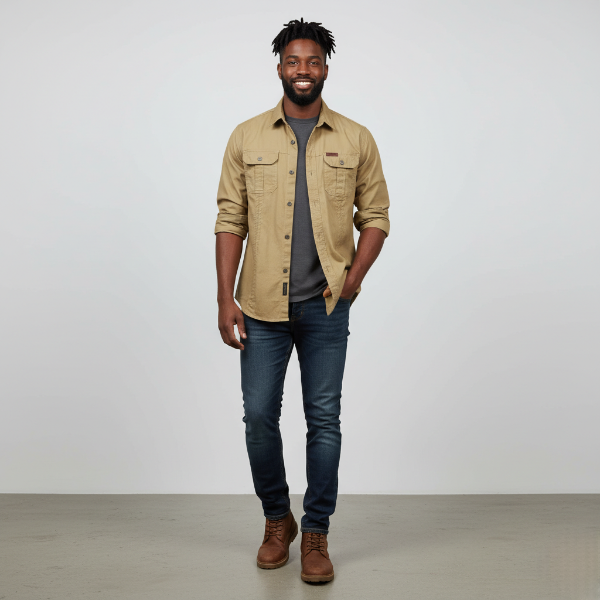 Men's Lightweight Breathable Shirt with Chest Pockets for Outdoor Activities and Casual Wear