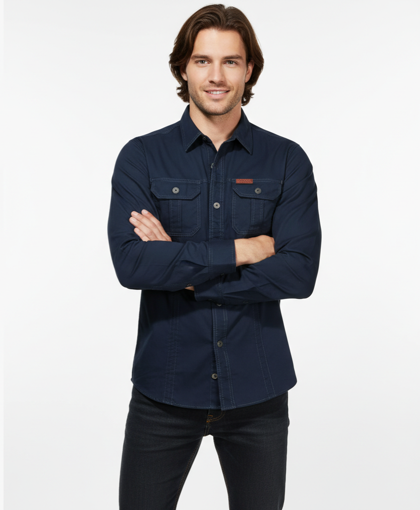 Men's Lightweight Breathable Shirt with Chest Pockets for Outdoor Activities and Casual Wear