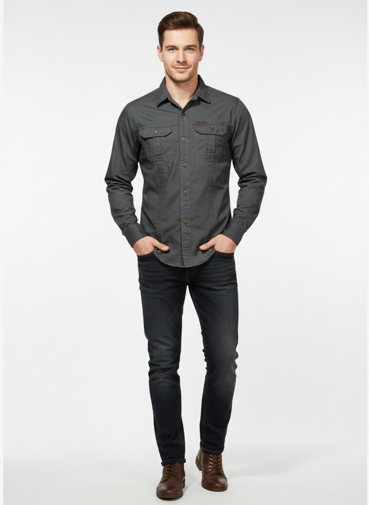 Men's Lightweight Breathable Shirt with Chest Pockets for Outdoor Activities and Casual Wear