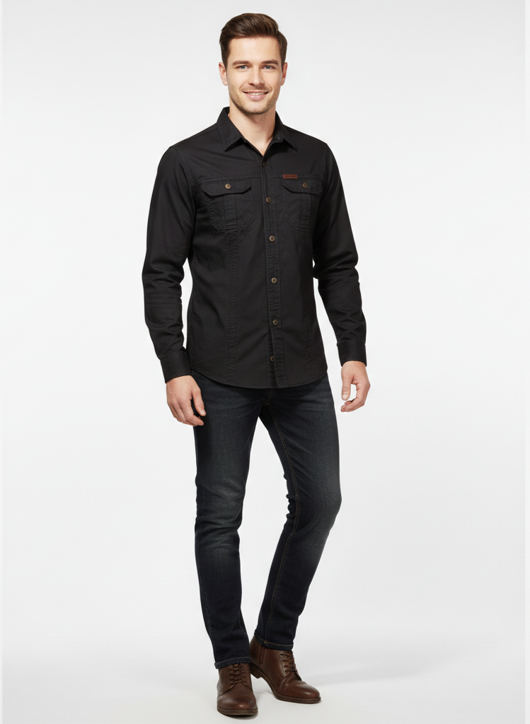 Men's Lightweight Breathable Shirt with Chest Pockets for Outdoor Activities and Casual Wear