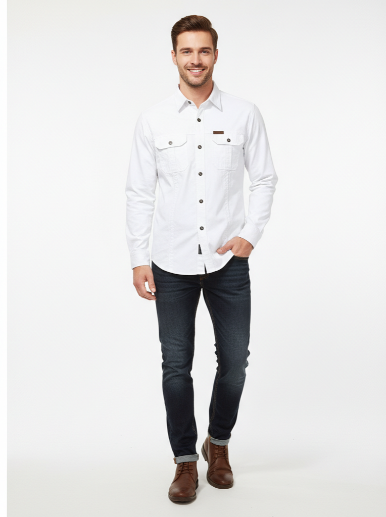 Men's Lightweight Breathable Shirt with Chest Pockets for Outdoor Activities and Casual Wear