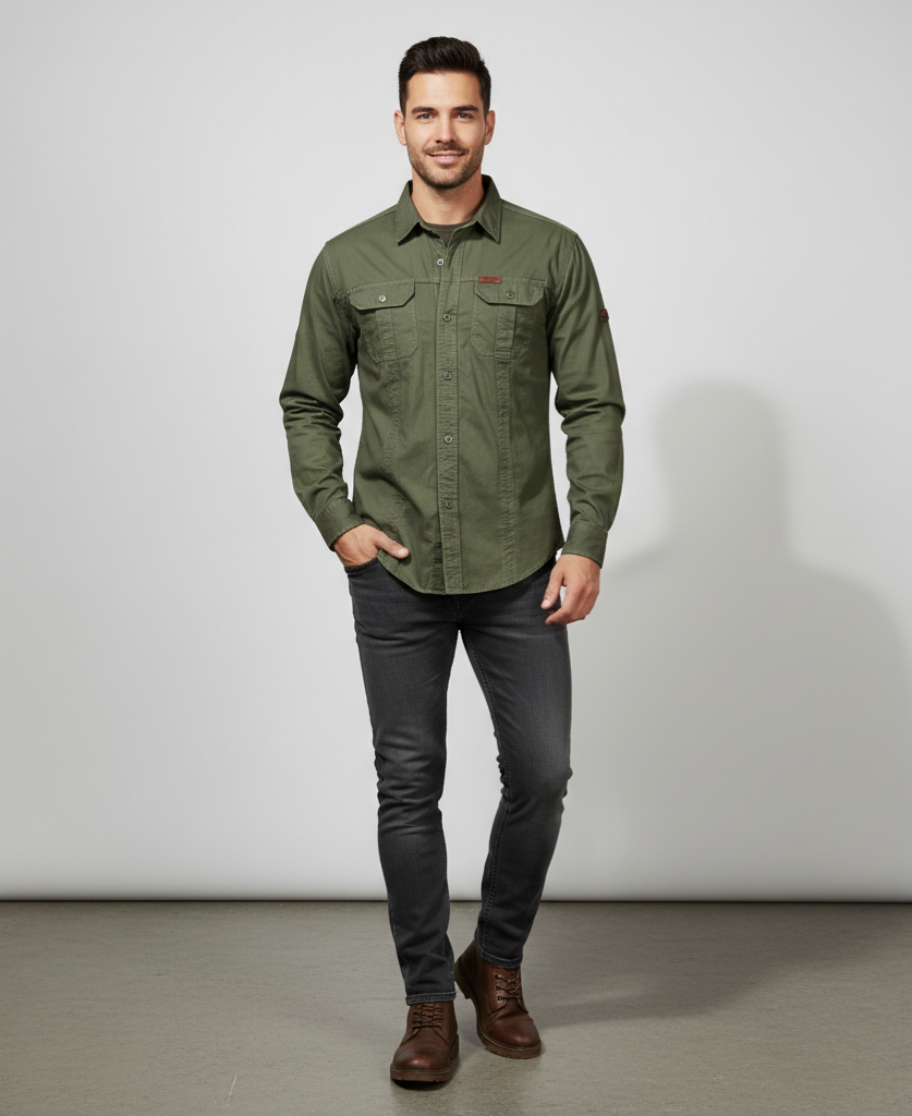 Men's Lightweight Breathable Shirt with Chest Pockets for Outdoor Activities and Casual Wear