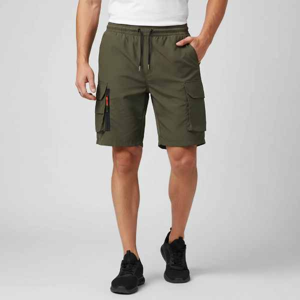 Men's Lightweight Cargo Shorts with Zip Pockets | Breathable Fabric | Ideal for Outdoor Activities and Travel