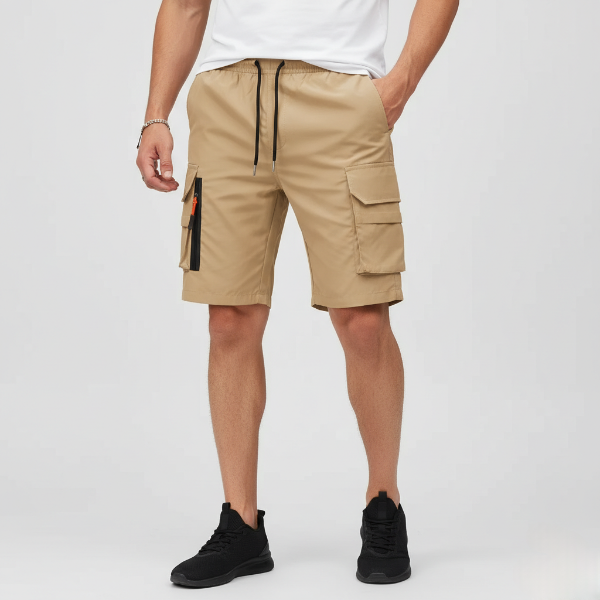 Men's Lightweight Cargo Shorts with Zip Pockets | Breathable Fabric | Ideal for Outdoor Activities and Travel