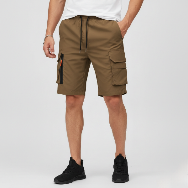 Men's Lightweight Cargo Shorts with Zip Pockets | Breathable Fabric | Ideal for Outdoor Activities and Travel