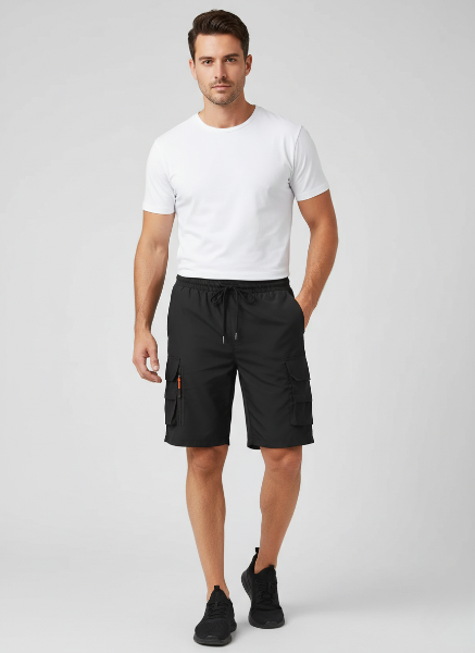Men's Lightweight Cargo Shorts with Zip Pockets | Breathable Fabric | Ideal for Outdoor Activities and Travel