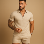 Men's Lightweight Cotton Blend Casual T-Shirt and Shorts Set | Relaxed Fit for Summer Outdoor Activities