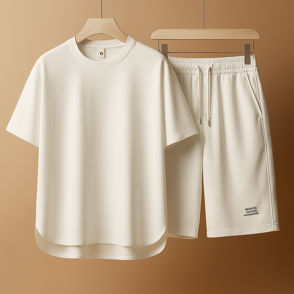 Men's Lightweight Cotton Blend Summer T-Shirt and Shorts Set | Casual Everyday Wear | Multiple Colors Available
