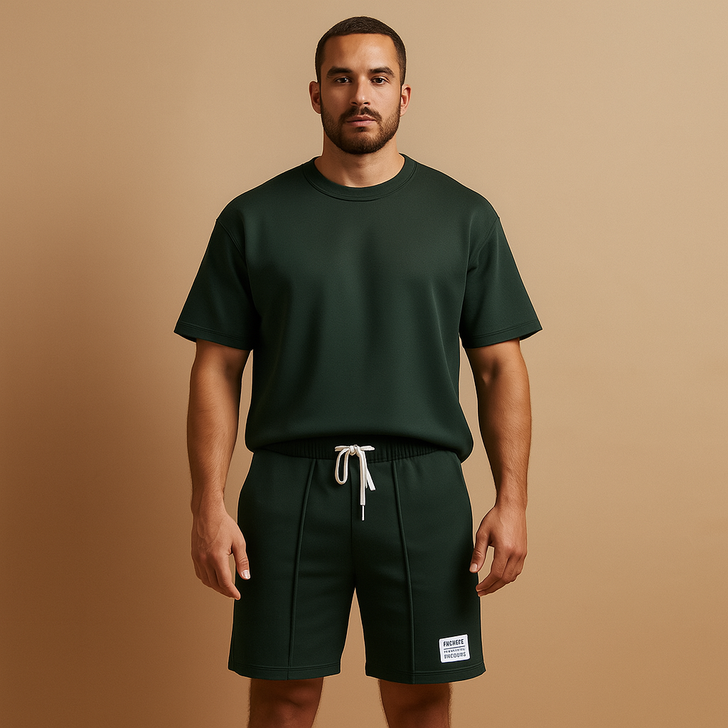 Men's Lightweight Cotton Blend Summer T-Shirt and Shorts Set | Casual Everyday Wear | Multiple Colors Available