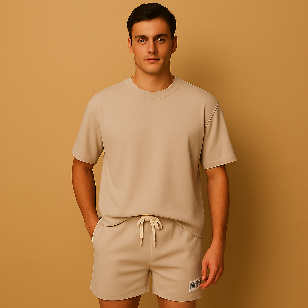 Men's Lightweight Cotton Blend Summer T-Shirt and Shorts Set | Casual Everyday Wear | Multiple Colors Available