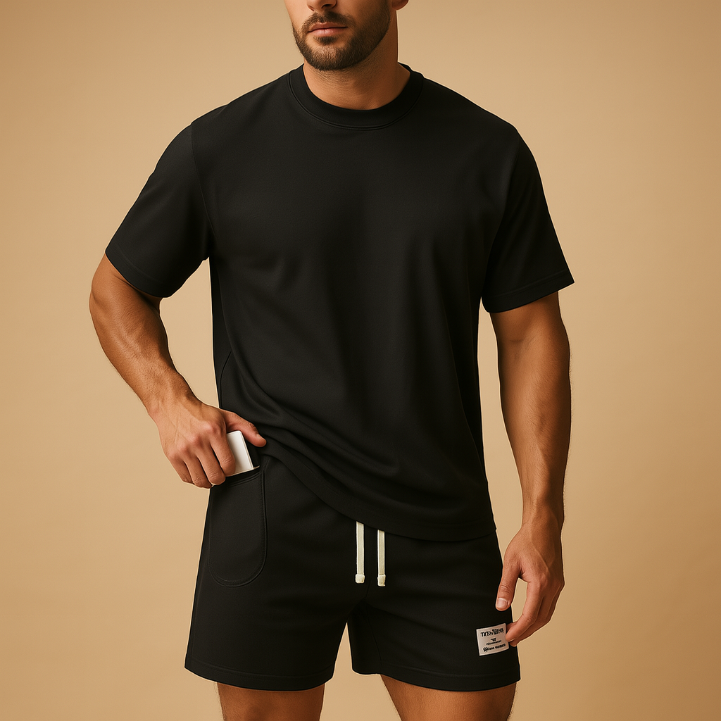 Men's Lightweight Cotton Blend Summer T-Shirt and Shorts Set | Casual Everyday Wear | Multiple Colors Available