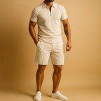 Men's Lightweight Cotton Polo and Shorts Set | Casual Summer Outfit for Outdoor Activities