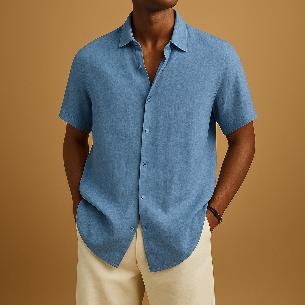 Men's Lightweight Cotton Short Sleeve Summer Shirt | Relaxed Fit | Casual Everyday Wear