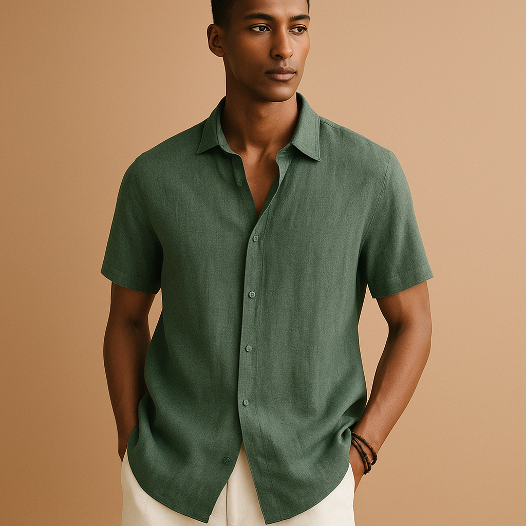 Men's Lightweight Cotton Short Sleeve Summer Shirt | Relaxed Fit | Casual Everyday Wear