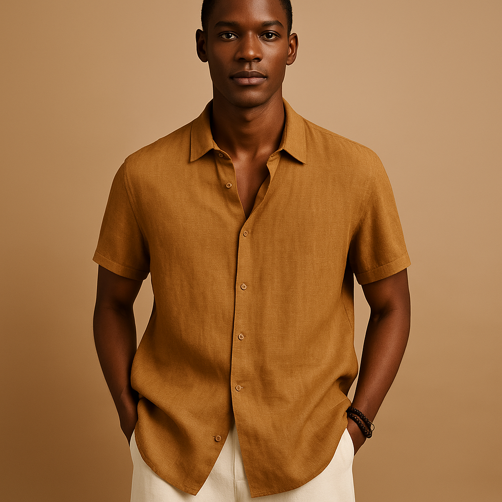 Men's Lightweight Cotton Short Sleeve Summer Shirt | Relaxed Fit | Casual Everyday Wear