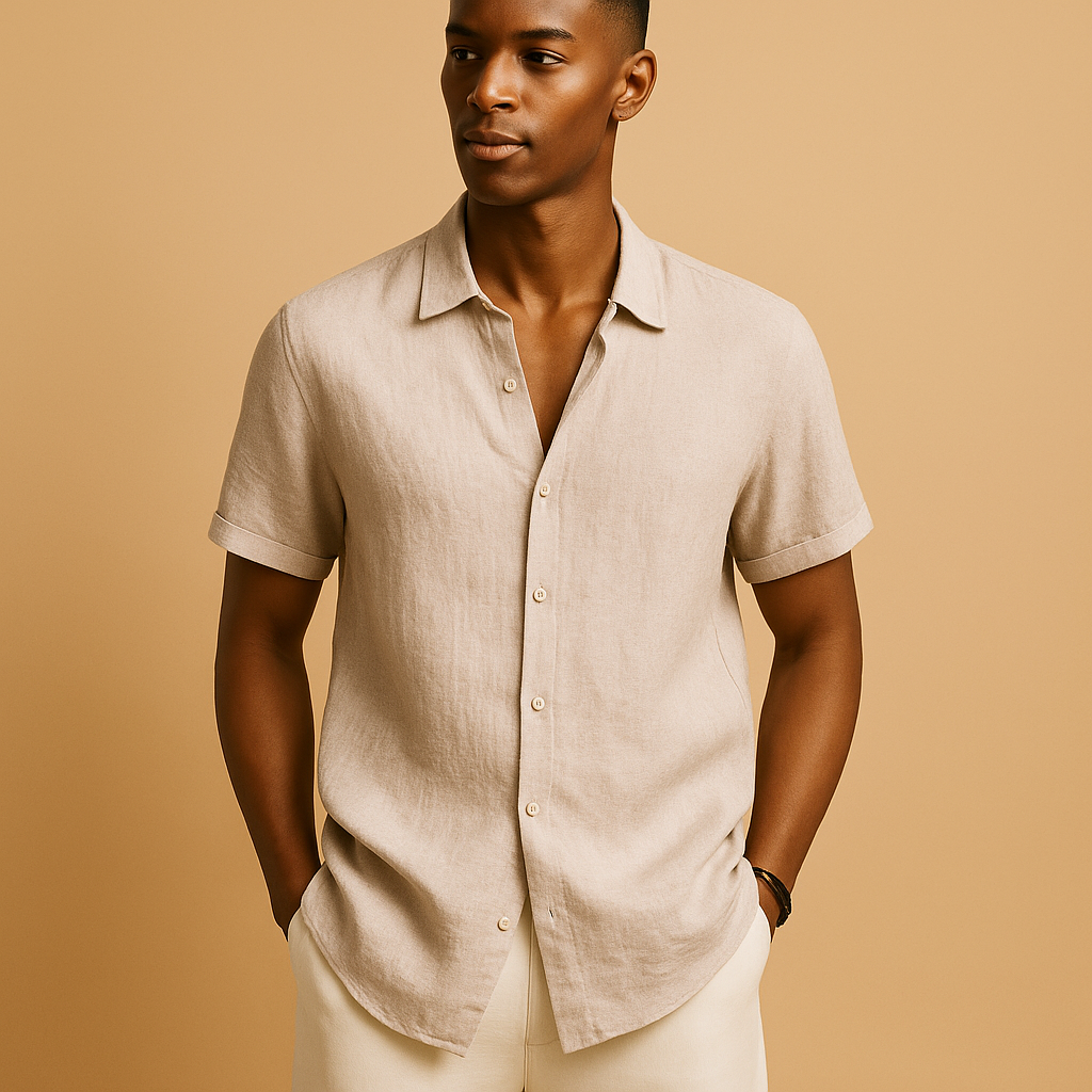 Men's Lightweight Cotton Short Sleeve Summer Shirt | Relaxed Fit | Casual Everyday Wear