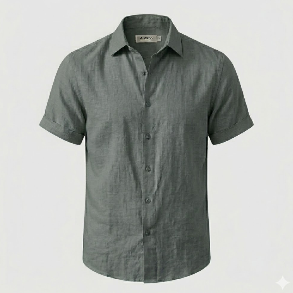 Men's Linen Short Sleeve Polo Shirt for Casual Summer Wear