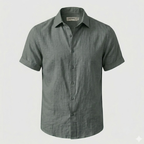 Men's Linen Short Sleeve Polo Shirt for Casual Summer Wear