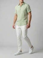 Men's Linen Short Sleeve Polo Shirt for Casual Summer Wear