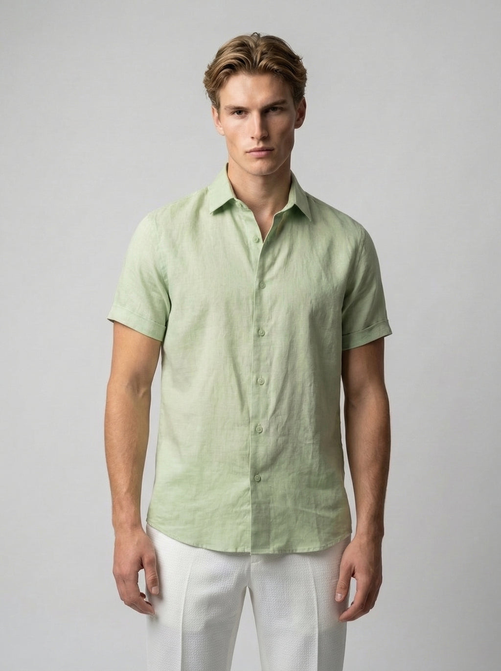 Men's Linen Short Sleeve Polo Shirt for Casual Summer Wear