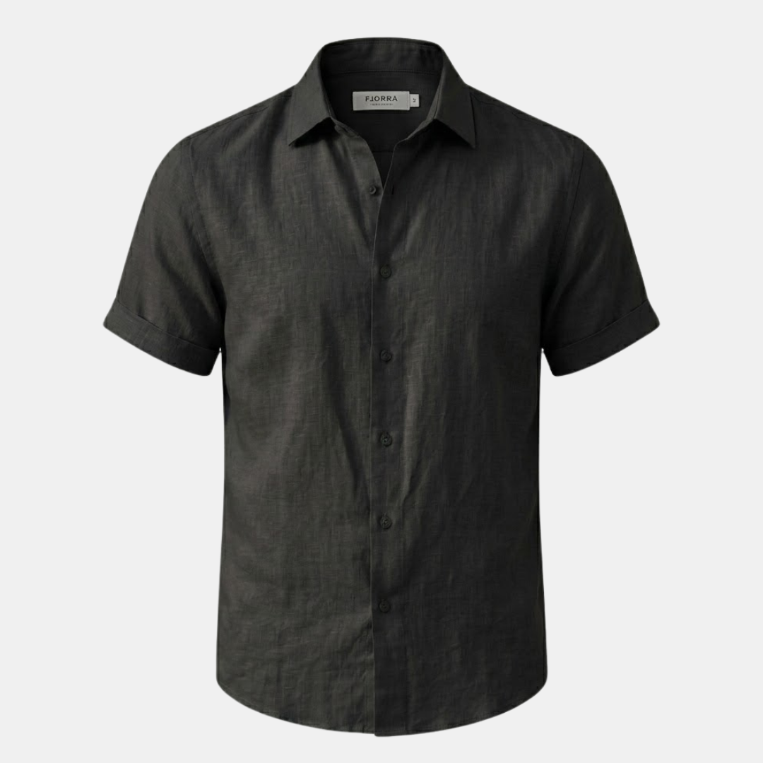 Men's Linen Short Sleeve Polo Shirt for Casual Summer Wear