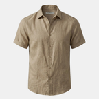 Men's Linen Short Sleeve Polo Shirt for Casual Summer Wear