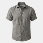 Men's Linen Short Sleeve Polo Shirt for Casual Summer Wear