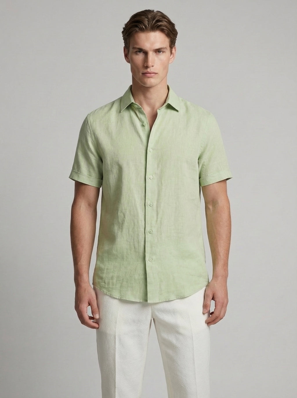 Men's Linen Short Sleeve Polo Shirt for Casual Summer Wear