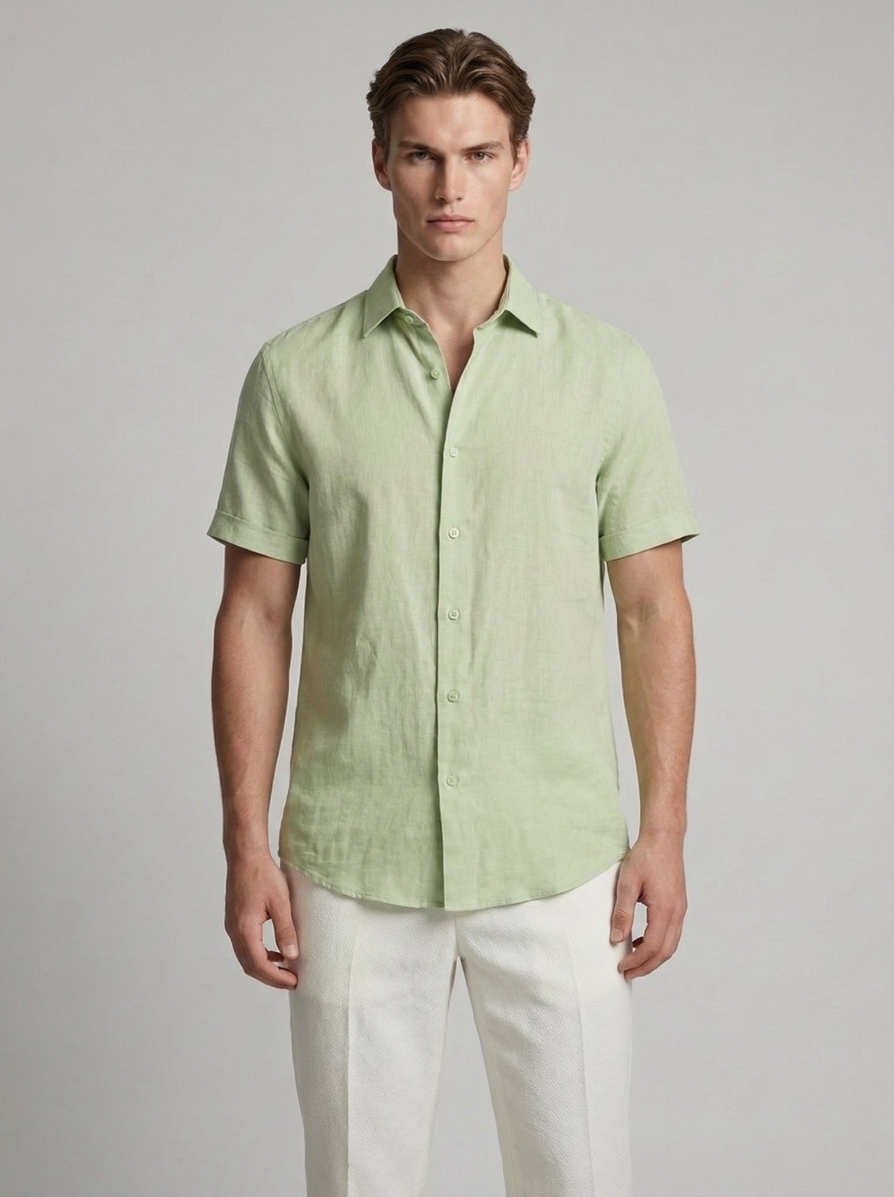 Men's Linen Short Sleeve Polo Shirt for Casual Summer Wear