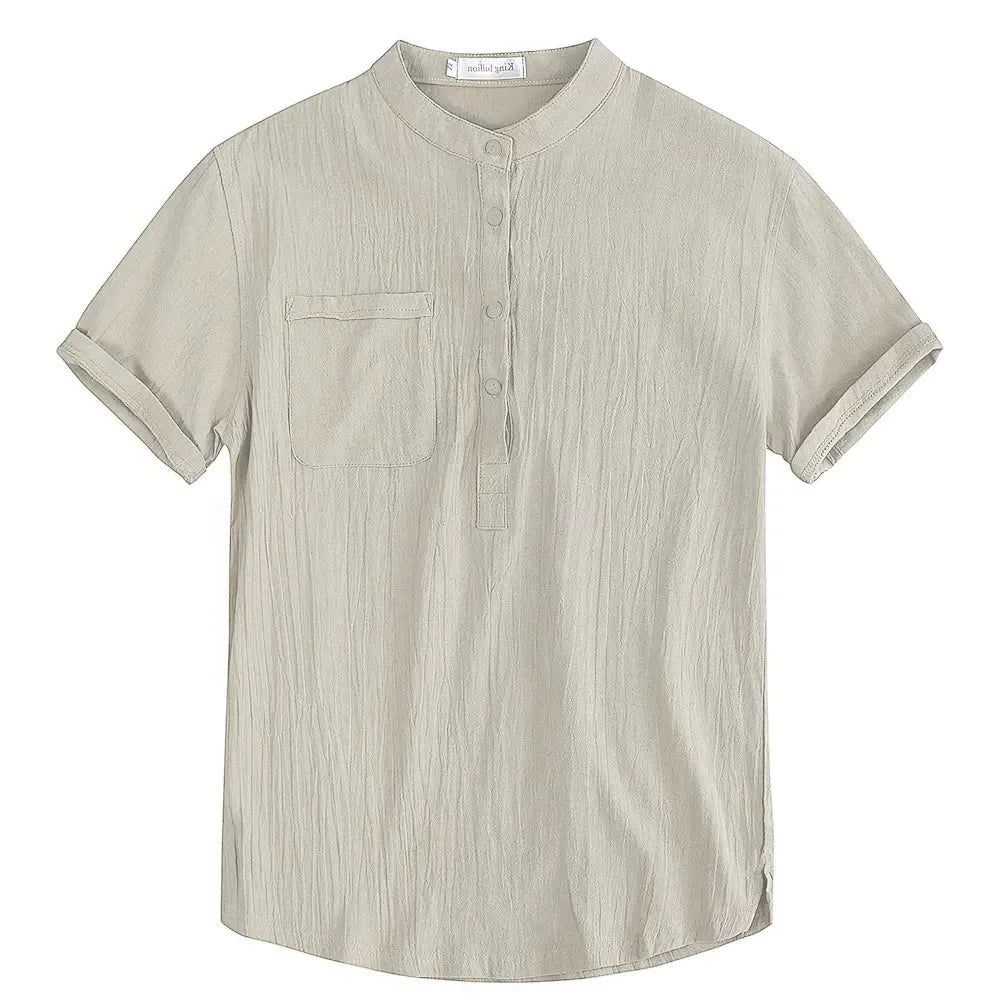 Men's Linen Short Sleeve Summer Shirt - Casual Lightweight Summer Wear