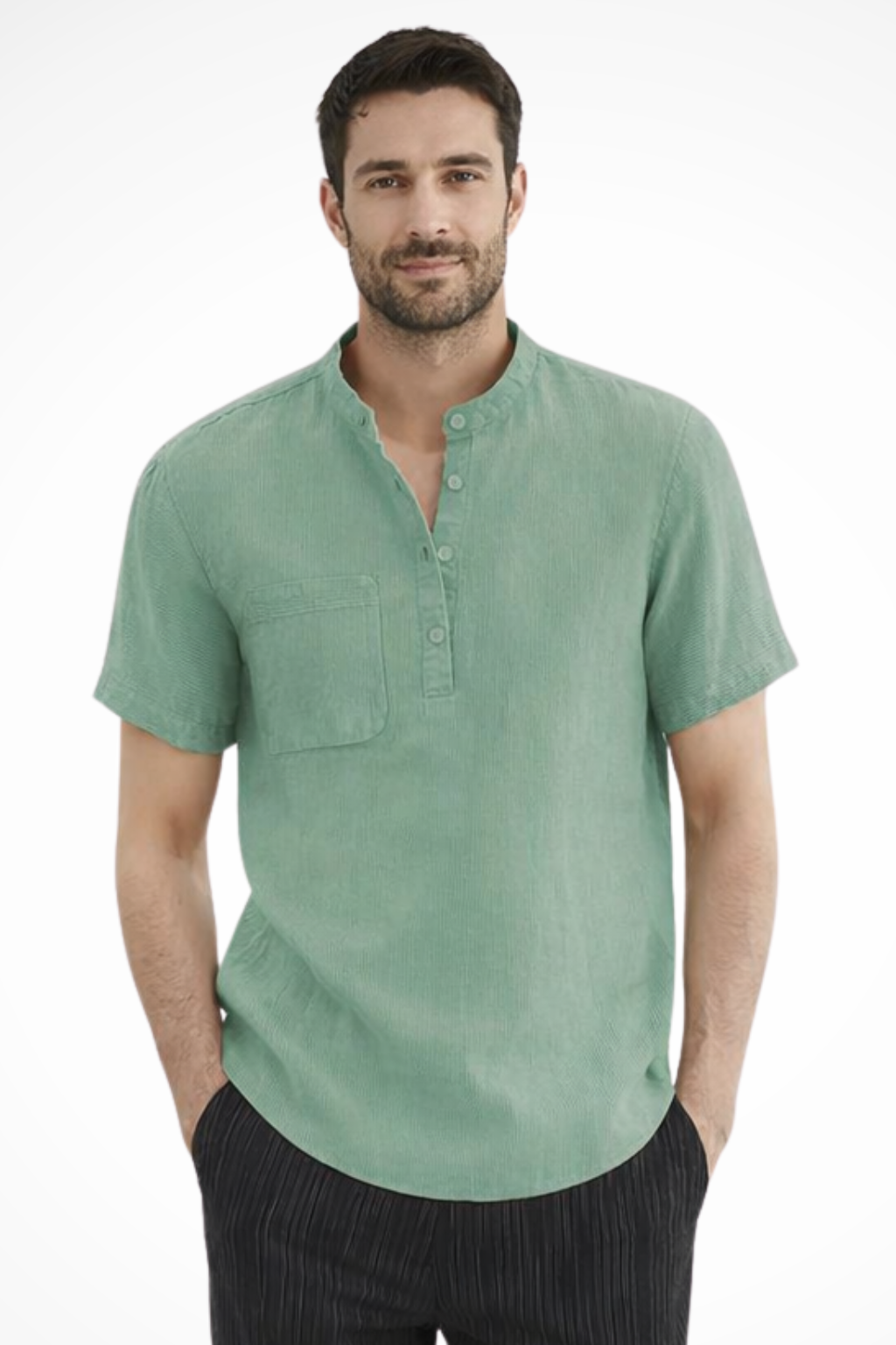 Men's Linen Short Sleeve Summer Shirt - Casual Lightweight Summer Wear