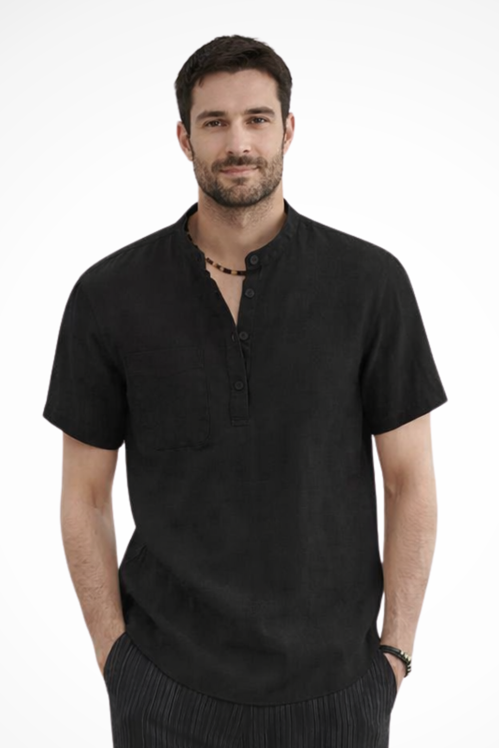 Men's Linen Short Sleeve Summer Shirt - Casual Lightweight Summer Wear