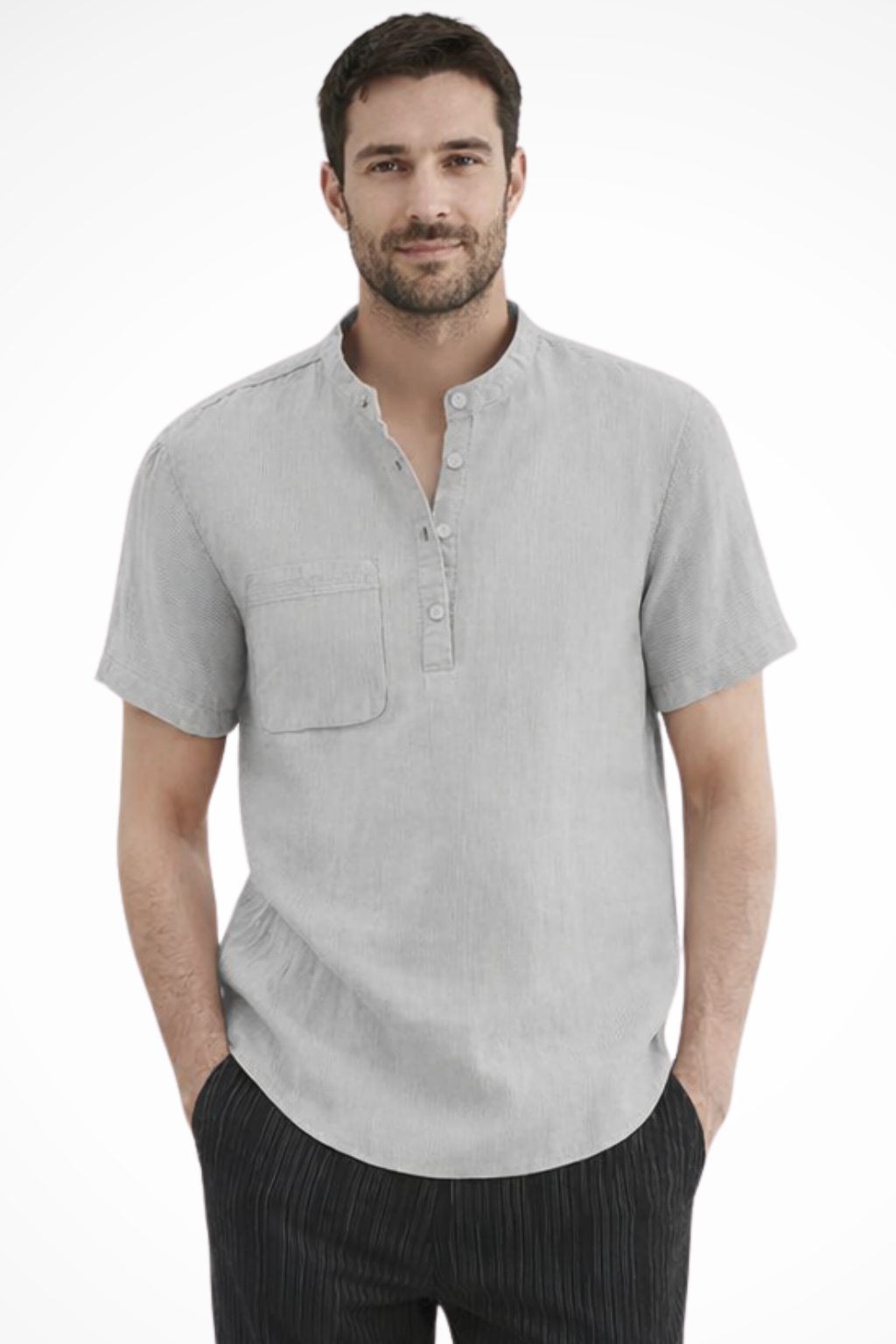 Men's Linen Short Sleeve Summer Shirt - Casual Lightweight Summer Wear