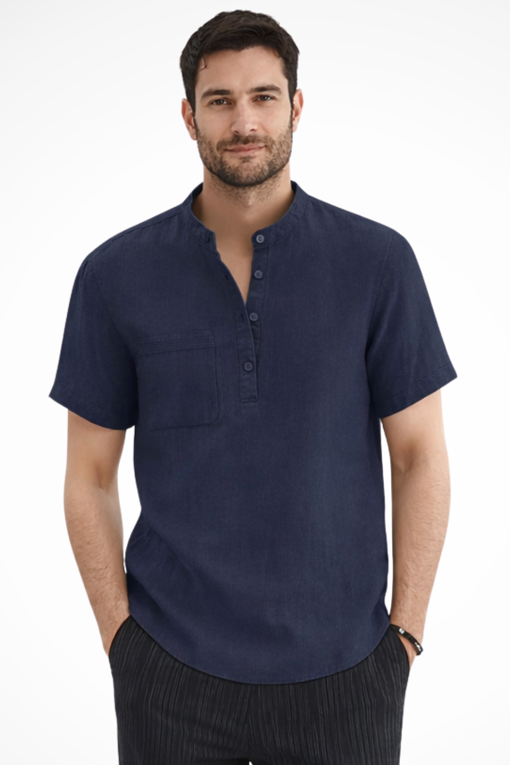 Men's Linen Short Sleeve Summer Shirt - Casual Lightweight Summer Wear