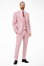 Men's Linen Three-Piece Suit Set - Blazer, Trousers & Waistcoat for Weddings