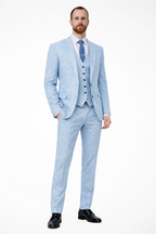 Men's Linen Three-Piece Suit Set - Blazer, Trousers & Waistcoat for Weddings