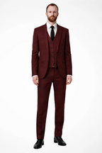 Men's Linen Three-Piece Suit Set - Blazer, Trousers & Waistcoat for Weddings