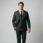 Men's Linen Three-Piece Suit Set - Blazer, Trousers, Waistcoat for Weddings