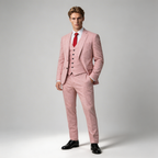 Men's Linen Three-Piece Suit Set - Blazer, Trousers, Waistcoat for Weddings