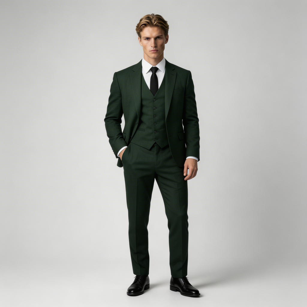 Men's Linen Three-Piece Suit Set - Blazer, Trousers, Waistcoat for Weddings