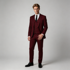 Men's Linen Three-Piece Suit Set - Blazer, Trousers, Waistcoat for Weddings