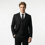 Men's Linen Three-Piece Suit Set - Blazer, Trousers, Waistcoat for Weddings