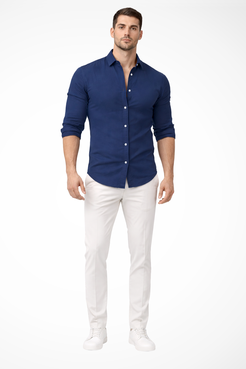 Men's Loose Fit Cotton Long Sleeve Lapel Shirt for Casual Summer Wear