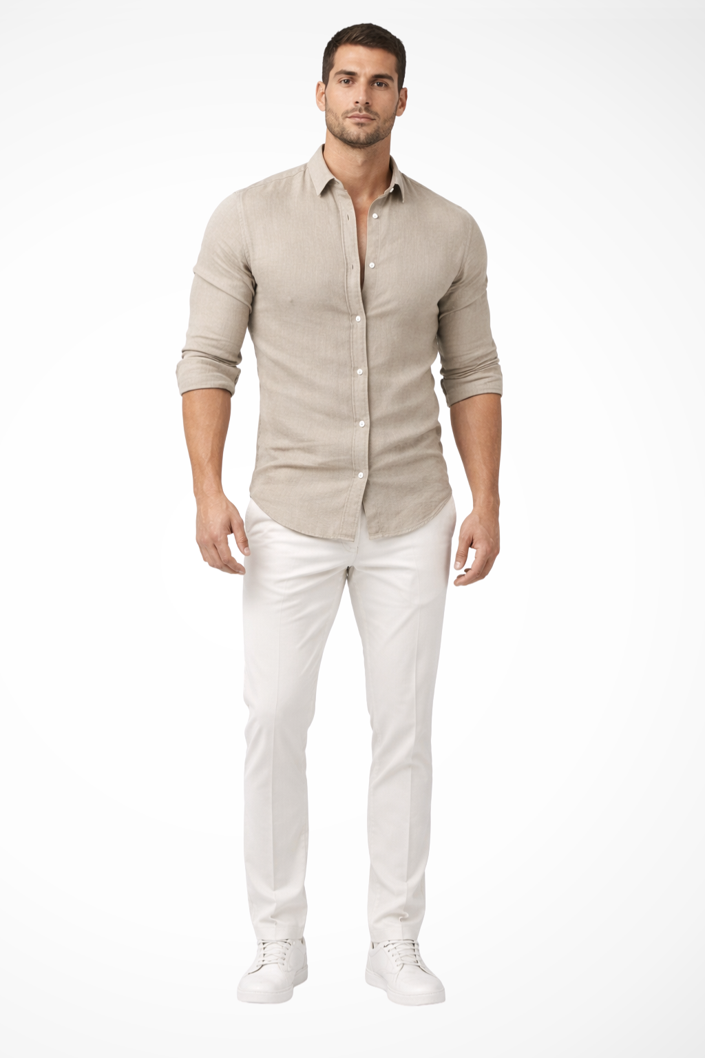 Men's Loose Fit Cotton Long Sleeve Lapel Shirt for Casual Summer Wear